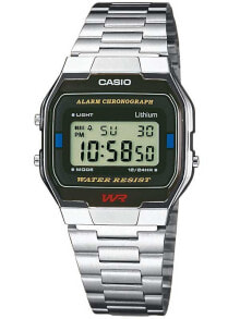 Мужские наручные часы с серебряным браслетом CASIO A163WA-1QES Collection 33mm 3 ATM