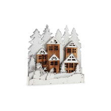 Декоративная фигура Городок Рождество Белый Коричневый Деревянный 44 x 44,7 x 6 cm