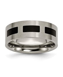 Titanium Brushed with Black Rubber Flat Wedding Band Ring купить онлайн