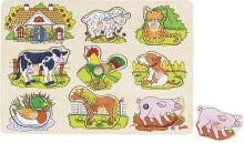 Купить деревянные пазлы для детей goki: Пазл для малышей с животными, издающими звуки, бренд Goki