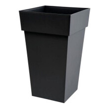 Plant pot EDA Tuscan Grey Anthracite Dark grey polypropylene Squared 39 x 39 x 65 cm