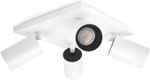 SSC-LUXon Alvo 1 Настенный светодиодный светильник белого и черного цветов Регулируемый потолочный светильник с одной лампой и GU10 LED 6 Вт, теплый белый [Класс энергопотребления A +]