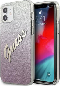 Guess Etui Guess GUHCP12SPCUGLSPI Apple iPhone 12 mini różowy/pink hardcase Glitter Gradient Script