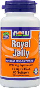 Прополис и пчелиное маточное молочко NOW Foods Royal Jelly Маточное молочко 1000 мг - 14 мг 10-HDA - 60 мягких таблеток