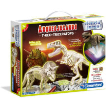 CLEMENTONI T-Rex And Triceratops Fluorescent Archeology Game Spanish