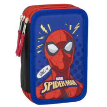 Triple Pencil Case Spider-Man Blue 12,5 x 6,5 x 19,5 cm