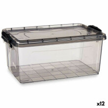 Storage Box with Lid Anthracite Plastic 13,7 L 27,5 x 18 x 42,5 cm (12 Units)