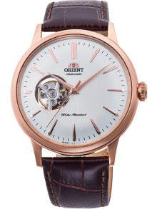 Мужские наручные часы с ремешком Мужские наручные часы с коричневым кожаным ремешком Orient FAG00001S0 Automatik Herren 43mm 5ATM
