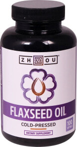 Рыбий жир и Омега 3, 6, 9 Zhou Flaxseed Oil Льняное масло холодного отжима для здоровья сердца и иммунной системы 100 гелевых капсул