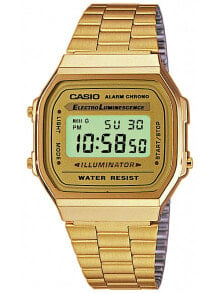 Мужские электронные наручные часы Мужские наручные электронные часы с золотым  браслетом CASIO A168WG-9EF Collection 35mm 3 ATM