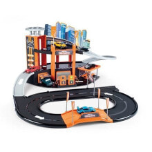 Детские парковки и гаражи для мальчиков игровой набор MAJORETTE "Гараж" Motor City Plus. 1 машинка. С 3 лет. Черный, оранжевый.