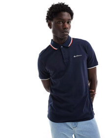 Купить мужские футболки и майки Ben Sherman: Ben Sherman twin tipped polo in dark navy