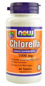 Жиросжигатели NOW Chlorella  Хлорелла для облегчения усвояемости пищи 1000 мг 60 таблеток