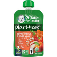 Детское пюре Гербер, Растительный вкус, органический продукт для малышей, летние фрукты и овощи с овсом, от 12 месяцев, 99 г (3,5 унции)