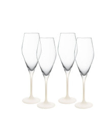 Villeroy & Boch villeroy Boch Manufacture Rock Blanc Flutes Glasses, Set of 4