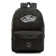 Женский спортивный рюкзак черный с логотипом и карманом VANS Realm Backpack Custom Silver Rose ra - VN0A3UI6BLK