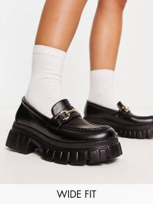 Женские лоферы aSOS DESIGN Wide Fit Magnus chunky loafers in black