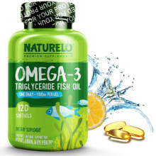 Рыбий жир и Омега 3, 6, 9 naturelo Omega-3 Triglyceride Fish Oil Омега 3 из рыбьего жира для здоровья сердца, мозга, глаз и суставов 1100 мг 120 гелевых капсул