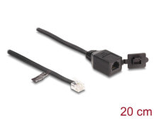 Kabel RJ12 Stecker zu Buchse mit Verschlusskappe 20 cm schwarz