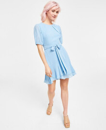 B Darlin puff-Sleeve A-Line Dress