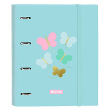 SAFTA A4 4 Rings With Replacement 120 Sheets Moos Butterflies Binder