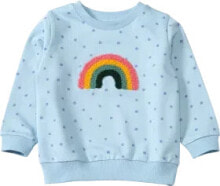 Sweatshirt mit Regenbogen-Applikation, blau, Gr. 104, 1 St