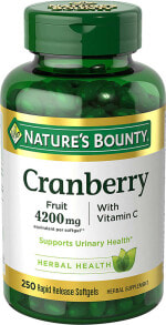 Растительные экстракты и настойки Nature's Bounty Cranberry Plus Vitamin C  Растительный клюквенный порошок 4200 мг с витамином С 250 гелевых капсул