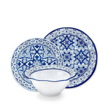 Купить посуда и приборы для сервировки стола Q Squared: Talavera Melamine in Azul 12pc Set