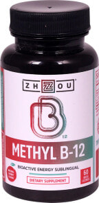 Витамины группы В Zhou Methyl B-12 Метил B12 60 микро-леденцов с натуральным вишневым вкусом