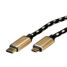 Компьютерные разъемы и переходники ROLINE 11028790 USB кабель 1,8 m 2.0 Micro-USB B USB C Черный, Золото 11.02.8790