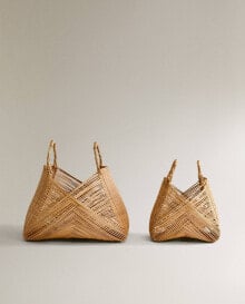 Crossed rattan basket