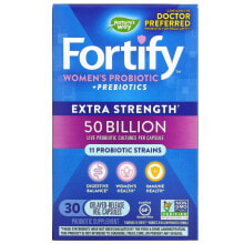 Пребиотики и пробиотики натурес Вэй, Fortify комплекс пробиотиков и пребиотиков для женщин, повышенной силы действия, 50 миллиардов, 30 растительных капсул с отсроченным высвобождением