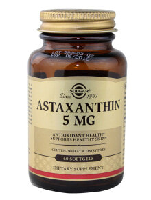 Антиоксиданты Solgar Astaxanthin Астаксантин 5 мг 60 гелевых капсул