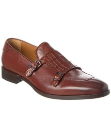 Купить мужская обувь Ted Baker London: Ted Baker Seyie Double Monk Croc-Embossed Leather Loafer Men's Brown 42