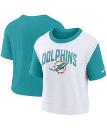Nike women's Aqua, White Miami Dolphins High Hip Fashion T-shirt