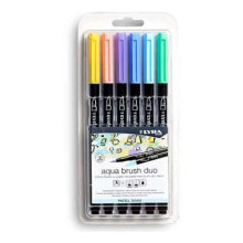 LYRA Double-ended watercolor aqua brush marker and brush in pastel tones blister pack of 6 assorted units