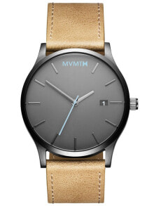 Мужские наручные часы с ремешком Мужские наручные часы с коричневым кожаным ремешком MVMT MM01-GML Classic Gunmetal Sandstone 45mm 3ATM