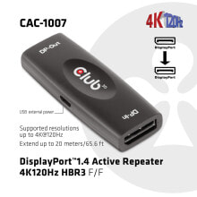 CLUB3D DP 1.4 4K120HZ HDR ACTIVE REPEATER F/F displayport Черный CAC-1007