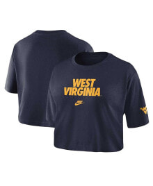 Nike women's Navy West Virginia Mountaineers Wordmark Cropped T-shirt