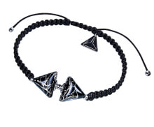 Браслеты Elegantní náramek Double Black Marble Triangle s ryzím stříbrem v perlách Lampglas BTA-D-2
