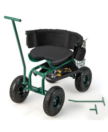 Costway rolling Garden Cart Outdoor Gardening Workseat with Adjustable Height &Tool Storage