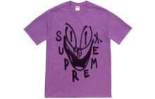 Купить мужские футболки и майки Supreme: Supreme FW18 Smile Tee Purple 涂鸦笑脸搞怪印花短袖T恤 男女同款 紫色 送礼推荐 / Футболка Supreme FW18 Smile Tee Purple T SUP-FW18-1188