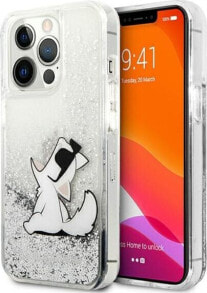 Karl Lagerfeld Etui Karl Lagerfeld KLHCP13XGCFS Apple iPhone 13 Pro Max srebrny/silver hardcase Liquid Glitter Choupette Fun