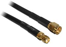 Комплектующие для телекоммуникационных шкафов и стоек deLOCK 2m SMA m/f коаксиальный кабель CFD200 Черный 88443