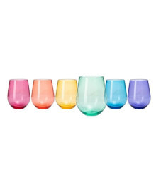 The Wine Savant glass European Style Crystal, Stemless Wine Glasses Set of 6