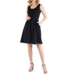 Купить женские платья 24seven Comfort Apparel: Sleeveless Pleated Maternity Dress with Pockets