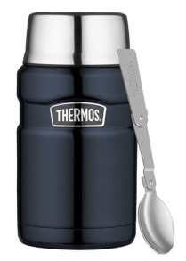 Контейнеры и ланч-боксы термос пищевой Thermos  со складной ложкой и чашкой - темно-синий 710 мл