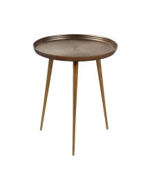 Simplie Fun modern Aluminum Round Side Table With Engraved Top