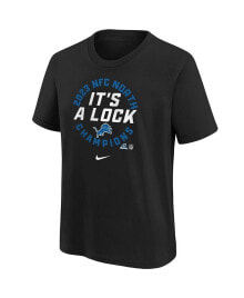 Nike big Boys Black Detroit Lions 2023 NFC North Division Champions Locker Room Trophy Collection T-shirt