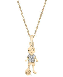 Купить ювелирные кулоны и подвески Wrapped: Wrapped diamond Soccer Boy Pendant Necklace (1/20 ct. t.w.) in 10k Gold, 18" + 2" extender, Created for Macy's